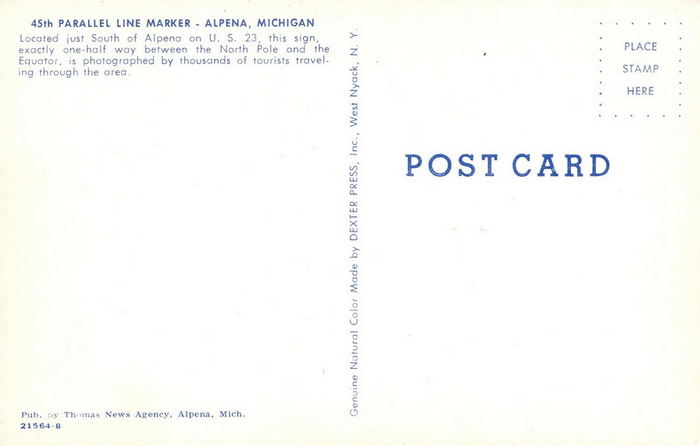 45th Parallel Marker - Vintage Postcard (newer photo)